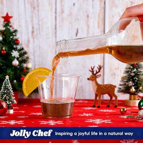 JOLLY CHEF 300 Pack Clear Plastic Cups, 9 oz Crystal Clear PET Party Cups, Classic Clear Disposable Wine Cups for Wedding,...