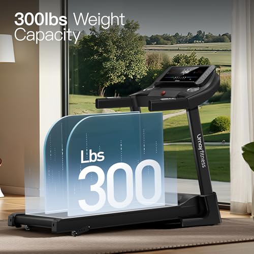 UMAY Fitness Home Folding Incline Treadmill with Pulse Sensors, 3.0 HP Quiet Brushless, 300 lbs Capacity (Black or Gray) (Gray)