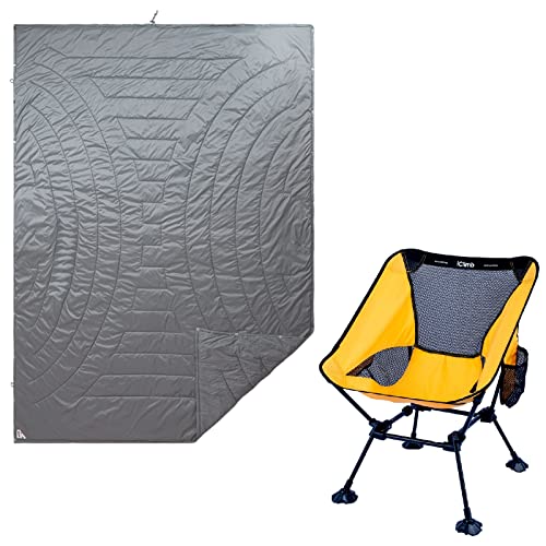 iClimb 1 Anti-Sinking Large Feet Chair and 1 3M Thinsulate Insulation Warm Blanket Bundle, Ultralight Compact for One Pers...