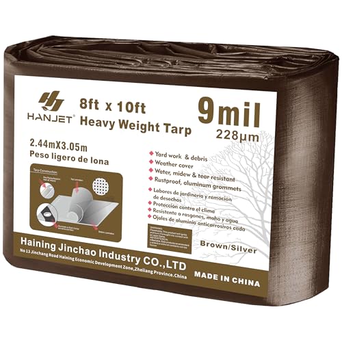 Hanjet Heavy Duty Tarp 9 Mil Outdoor Ultra-Light Multi-Purpose Waterproof Reinforced Durable Rip-Stop Tarps with Grommets...
