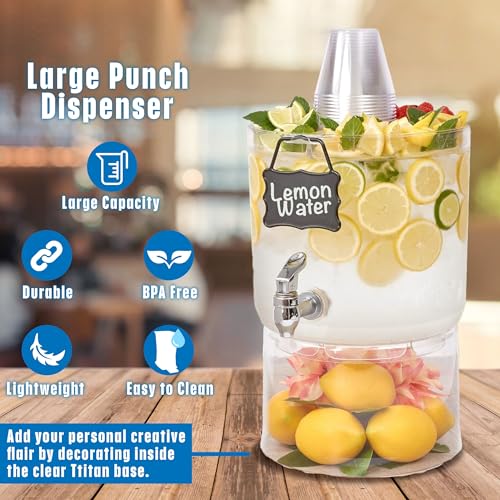 Buddeez Beverage Dispenser With Stand 2 Gallon Tritan Clear Large Plastic Drink Dispensers for Parties Top Lid For Cups & ...