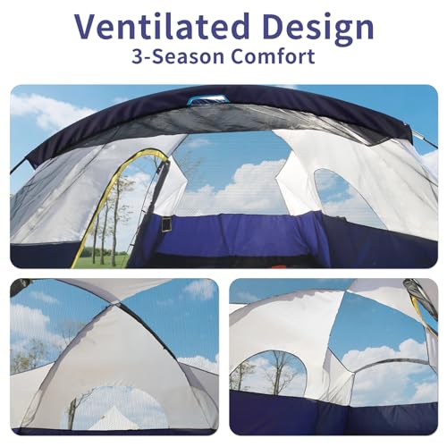 EchoSmile 10/12 Person Camping Tent Waterproof Windproof Tent with Rainfly Easy Set up for Outdoor Family Camping, Party