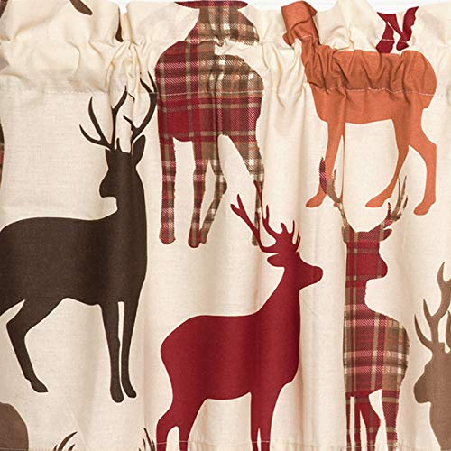 C&F Home Colton Lodge Cabin Deer Camping Forest Red Cream Brown Cotton Bedroom Guestroom Premium Window Valance Valance tan