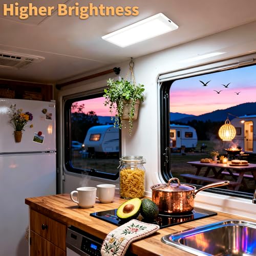 SFNN 8 Pack RV Lights Interior,3 Color RV LED Super Bright Fixture,12V RV Ceiling Dome Light with ON/Off Dimmable Switch E...