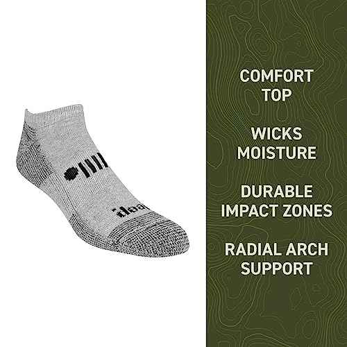 Jeep Men's Classic Cotton No Show Socks - 3 Pair Pack - Moisture Wicking and Cushioned Comfort