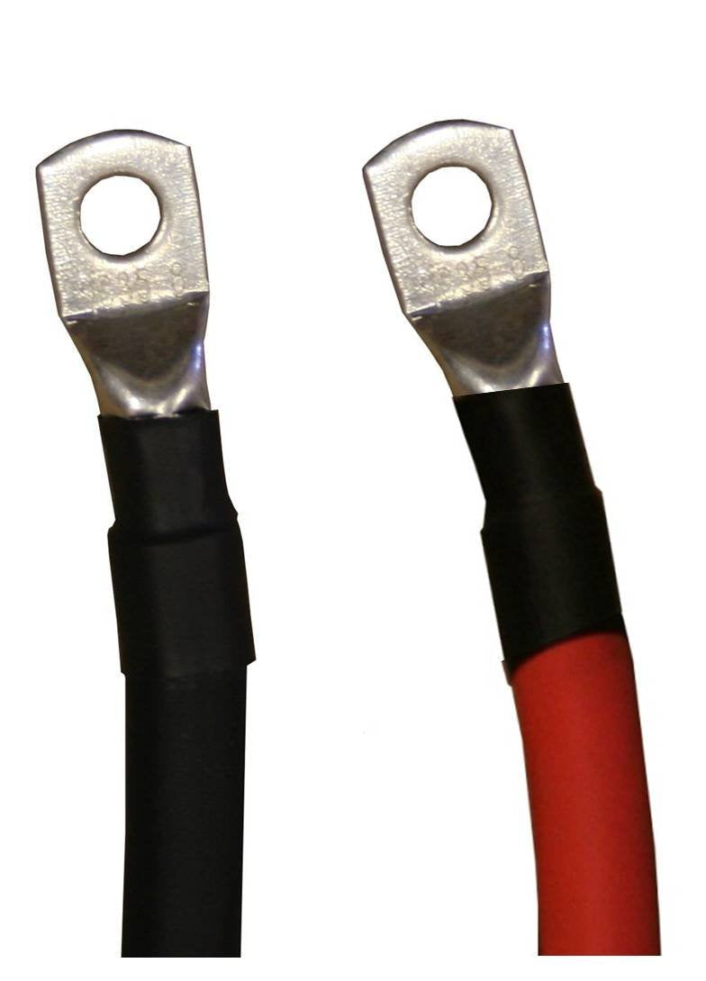 2 Awg Gauge Red + Black Pure Copper Battery Inverter Cables Solar, Rv, Car, Boat 18 In 5/16 + 3/8 Lugs