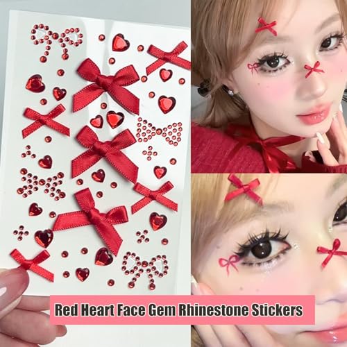NOOEPC NOOEPC Face Gems Heart Rhinestones Bow Stickers Festival Essentials Rave Accessories Rhinestone Stickers for Face, ...