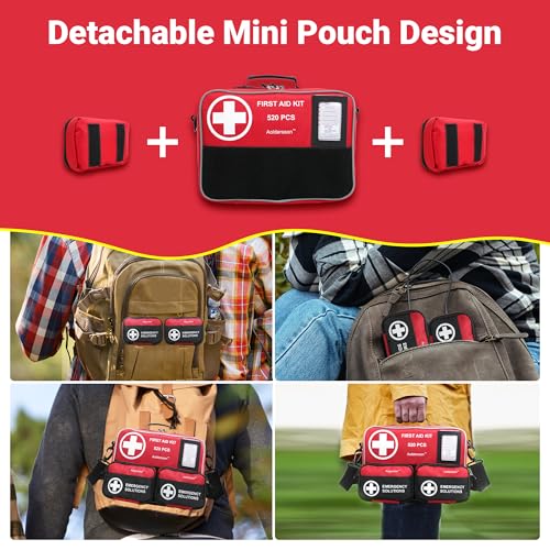Aoldersson 520 Piece Large First Aid Kit – Emergency Survival Kit for Car, Home, Camping, and Travel – Compact Medical Kit...