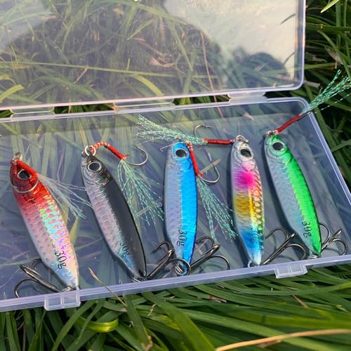 Tripquips Saltwater Jigs Fishing Lures with Ultra-Sharp Hooks, Saltwater Spoon Lure for Tuna Salmon Grouper, Sea Fishing J...