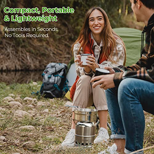 Camping Stove, Ohuhu Camp Stove Wood Burning Stove Stainless Steel Stoves Mini Portable Stove for Camping Picnic BBQ Backp...