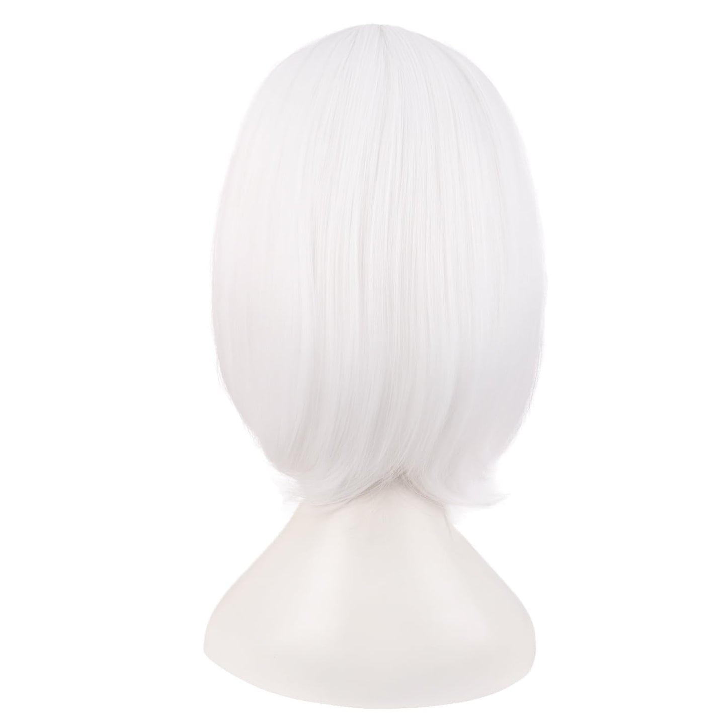 MapofBeauty 14 Inch /35 cm Female Models Medium Length Straight Hair Cosplay Bob Wig (White)