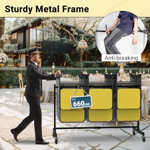 Eastrexon Folding Chair Rack, Heavy-Duty Folding Chair Cart with Swivel Wheels, 600 LBS Capacity for 12 Tables or 42 Chair...