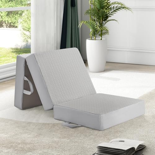 CYMULA Folding Mattress Single Size,6 inch Memory Foam Tri Portable Trifold Mattress Topper Single with Breathable & Washa...