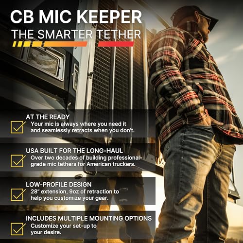 Gear Keeper CB Radio Microphone Keeper - Retractable Mic Holder With Heavy Duty Snap Clip Mount for Truck Radio - CB Radio...