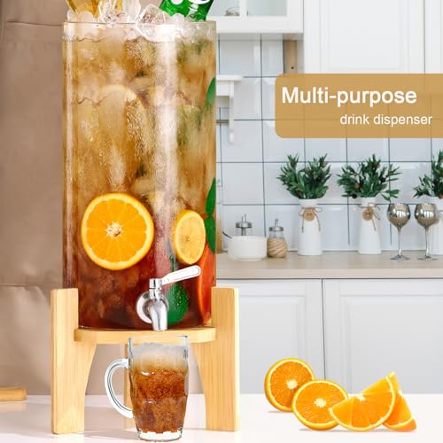 Drink Dispenser,2.9 Gallon Drink Dispensers for Parties,Glass Beverage Dispenser with Spigot - Jumbo Glass Drink Dispense...