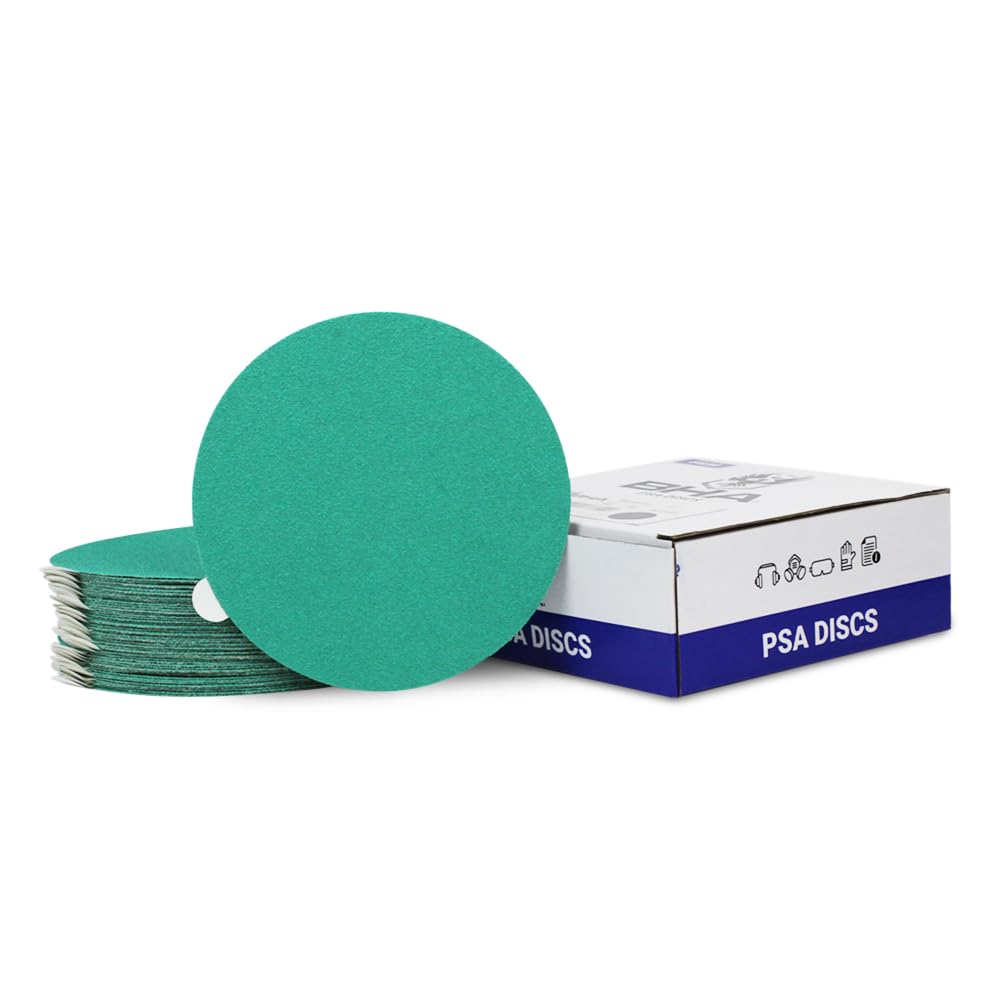 BHA 5” Green Film PSA Self Adhesive Sanding Discs - 50 Pack - Wet/Dry, Sticky Back, Premium Aluminum Oxide for Long-Lasting, Low-Dust & Load Resistant Sanding and Surface Finishing - 320 Grits