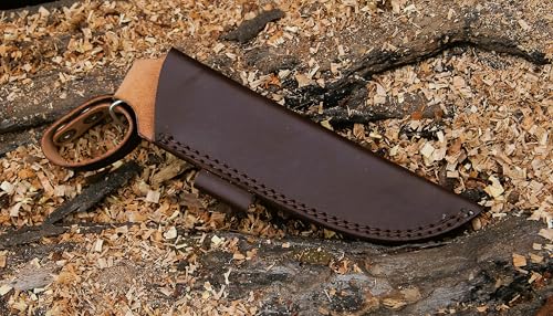 Leather Knife Sheath - Straight Knife Holster Blade Cover, Premium Leather Belt Knife Case for 3.7" Blade Knives - Compact...