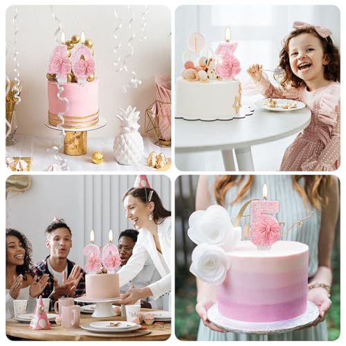 IQMLQV Pink 10 Candle,10 Bow Candles,10 Candles for Birthday Cakes,Pink Bow Birthday Candle 10 Decoration for Party Supplies