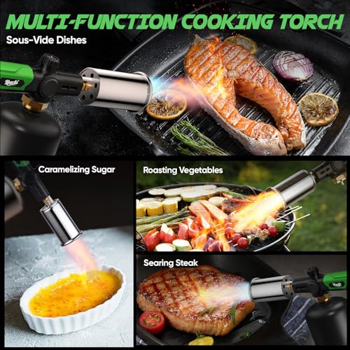 KOACKL Propane Torch Head, Kitchen Blow Torch Gun, Campfire Charcoal Starter, Grill Torch with Igniter, Adjustable Flame f...