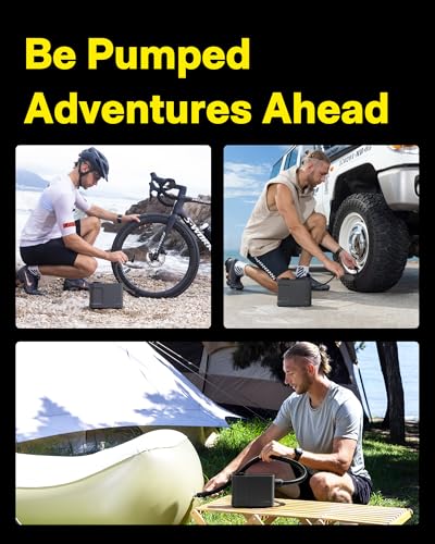 HOTO Air Pump Master, Portable Cordless Tire Inflator, Electric Air Pump with 9 Pump Modes, 12V DC Car Connector for Car, ...
