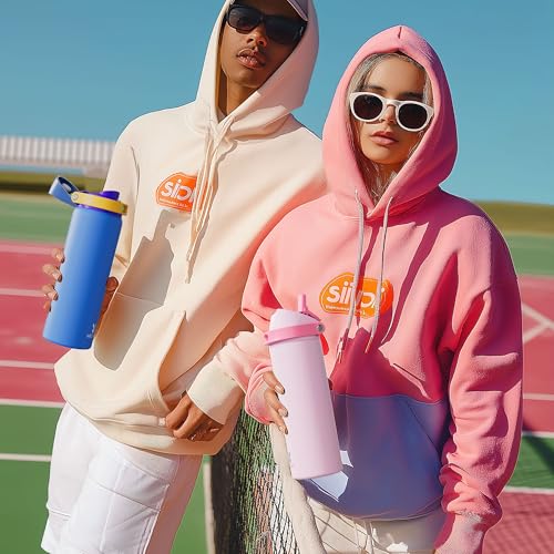 24 oz Insulated Water Bottle for Sports: Meoky Stainless Steel Water Bottle with 2-in-1 Straw and Spout Lid - Leak Proof, ...