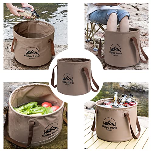 Collapsible Bucket 5-Gallon – Heavy-Duty PVC Folding Water Container with Handle – Portable Camping, Fishing, Gardening, P...