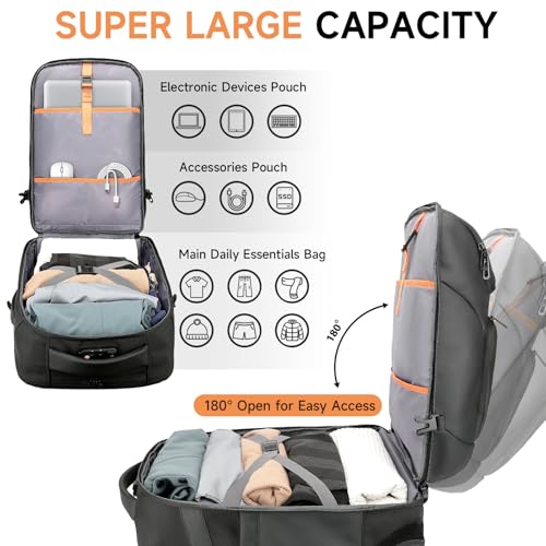 RoyalAnt Backpack for Men, Anti Theft Convertible Laptop Backpack with Wheels,50L Rfid Personal Item Wheeled Backpack for ...