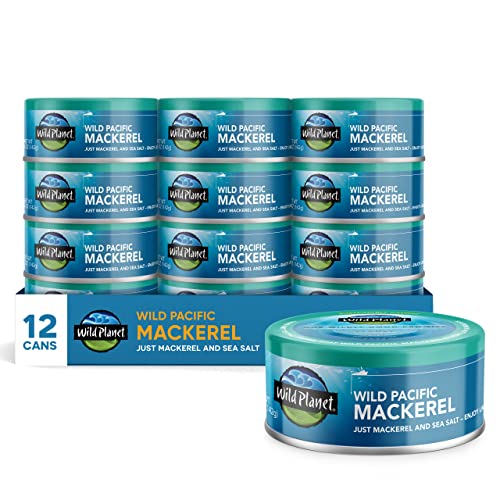 Wild Planet Wild Pacific Mackerel Fillets (SABA), Skin-On & Boneless, Delicious & Sustainable, Tinned Fish, 5 oz, (Pack of...