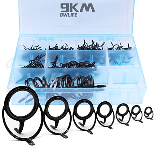 9KM DWLIFE Fishing Rod Guides 50/100/120 Pcs Fishing Rod Repair Kit Spinning Rod Guides Stainless Steel Rod Eyelets Fishin...