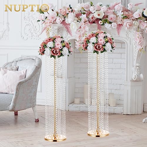 NUPTIO Large Flower Balls for Centerpieces - 2 Pcs 13.8in Diameter Dusty Rose & White Artificial Flower Ball Arrangement B...