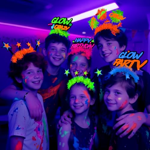 Mega-L 10 Pcs Glow in The Dark Headband, Glow in The Dark Party Supplies, Neon Fluorescent Blacklight Headband Headwear Pa...