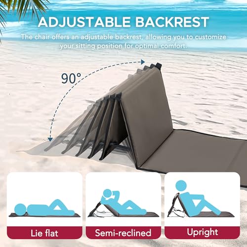Sunjoy Ultra-Light Folding Chair with Backrest (Set of 2), Outdoor Portable Beach Mat Lounger Chair, Ideal Tanning Mat for...