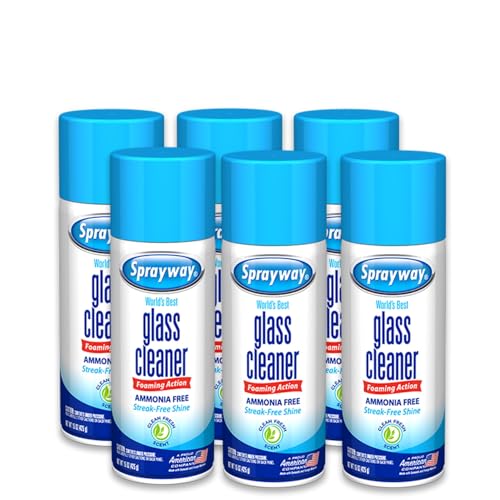 Sprayway Glass Cleaner Foaming Aerosol Spray, 15oz, Pack of 6 | Ammonia-Free, Streakless, Fast-Acting | Cleans & Polishes ...