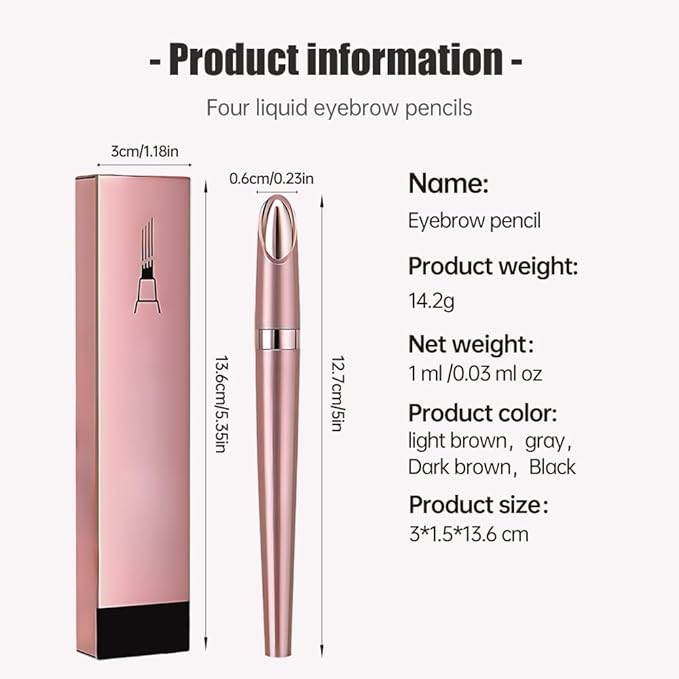 Microblading Eyebrow Pencil, 2026 New 3D Waterproof Eyebrow Pen, Four Tip Precision for Natural Gap Filling, Long-Lasting Eyebrow Makeup for Women (Dark Brown, 1 PCS)