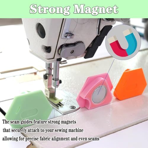 3PCS Magnetic Seam Guide for Sewing Machine, Multifunctional Polygonal Hemmer Guide with Scale, Universal Sewing Quilting ...