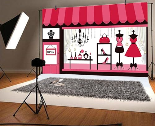 5x3ft Cartoon Clothing Store Backdrop Ladies Boutique Clothing Shop Photography Background Shopping Mall Merchandise Dress...