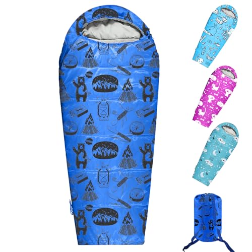 KidzAdventure Mummy Style 32 – 59F Kids Sleeping Bag with Pillow Sleeve, 4 Season, Lightweight and Backpacking Style, Idea...