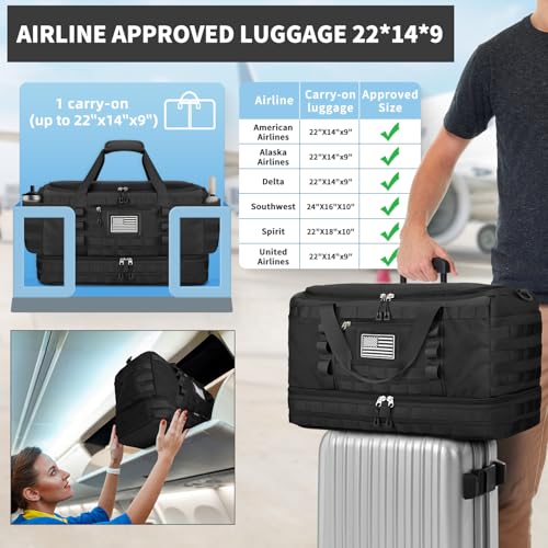 ETRONIK Gym Bag for Men Women, Carry on Luggage 22x14x9 Airline Approved, Tactical Travel Duffle Bag with Toiletry Bag and...