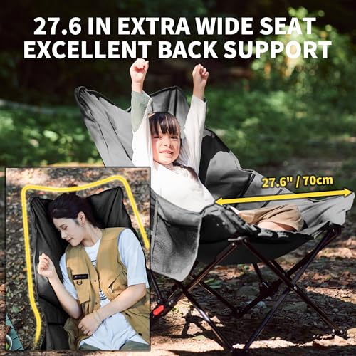 Naturehike Seastar Padded Camping Chair, Oversized 2-Position Adjustable Folding Chair, Portable Camp Chair with Side Pock...