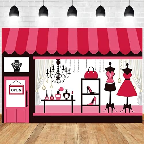 5x3ft Cartoon Clothing Store Backdrop Ladies Boutique Clothing Shop Photography Background Shopping Mall Merchandise Dress...
