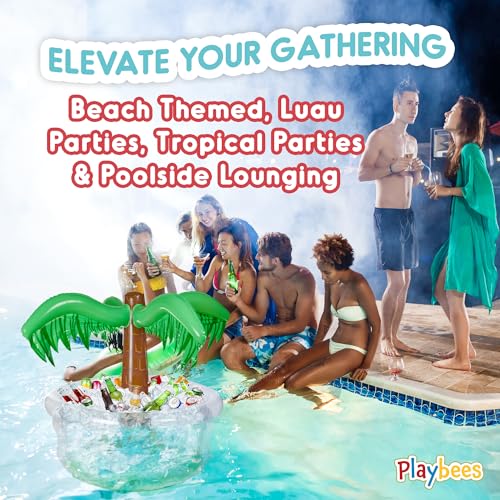 Playbees Inflatable Palm Tree Cooler 28" - Blow Up Palm Tree Party Cooler, Luau Hawaiian Tropical Beach Theme, Summer Swim...
