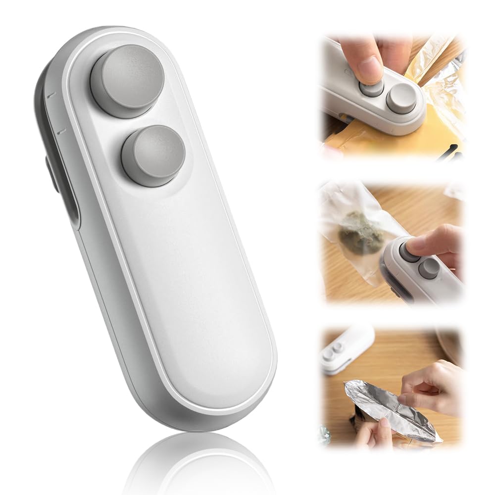 Mini Bag Sealer with Cutter and Magnet, 2026 New Portable Rechargeable Handheld Vacuum Food Sealer Bag Sealing Machine, Chip Bag