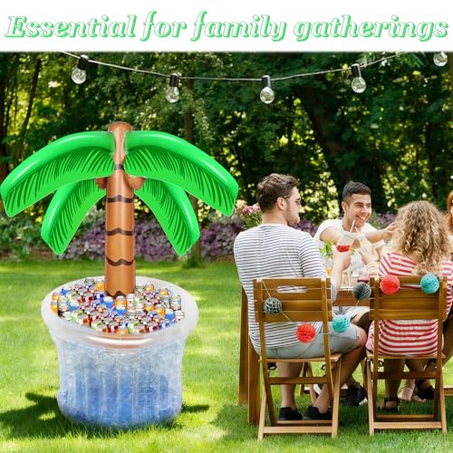 Zcaukya Inflatable Palm Tree Cooler, 60" Blow Up Palm Tree Cooler for Tropical Party Decorations, Hawaiian Party Supplies ...