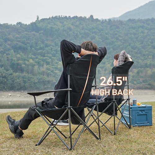 EVER ADVANCED Folding Camping Chair with High Back Padded 2 Pack Oversized Portable Lawn Chairs Lightweight Sturdy Steel F...