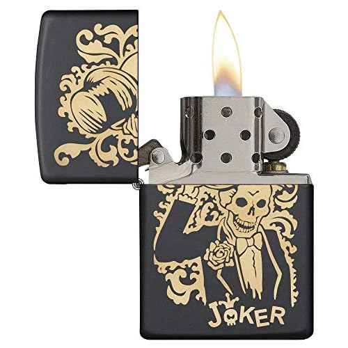Zippo Joker Pocket Lighter, Black Matte Joker, One Size