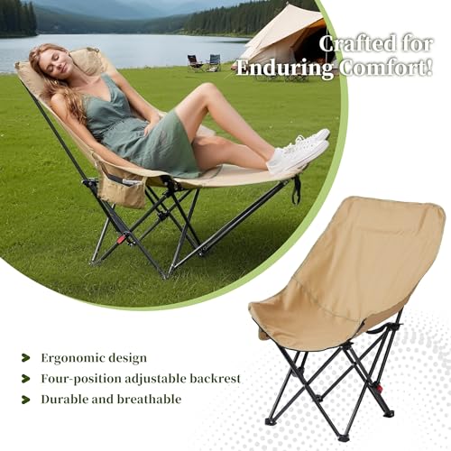 CXC Reclining Camp Chair – Comfortable Folding Chair with Foot Rest & Adjustable Back Angle, Ideal for Office Naps, Fishin...