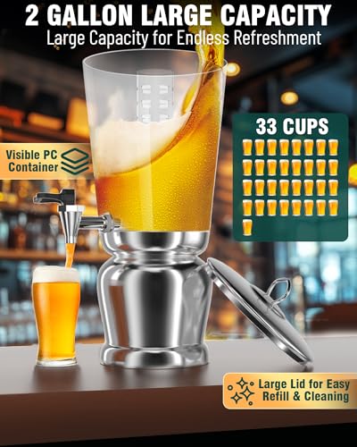 WantJoin Beverage Dispenser With Stand -2 Gallon Beverage Dispenser Drink Dispenser w/Upgraded Dual Cores & Base, Leakproo...