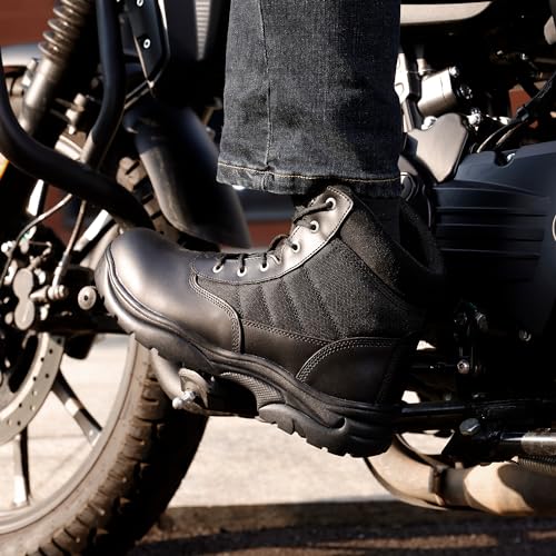 NORTIV 8 Men's Waterproof Tactical Work Boots Leather Outdoor Hiking Military 6 Inches Motorcycle Combat Boots