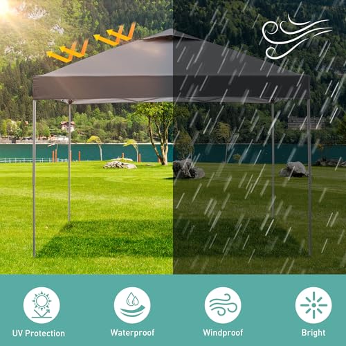 GDY 10x10 Pop Up Canopy Tent, Easy Set up Outdoor Silver Coated Beach Gazebos, Carpas for Pool, Events, Parties, and Campi...