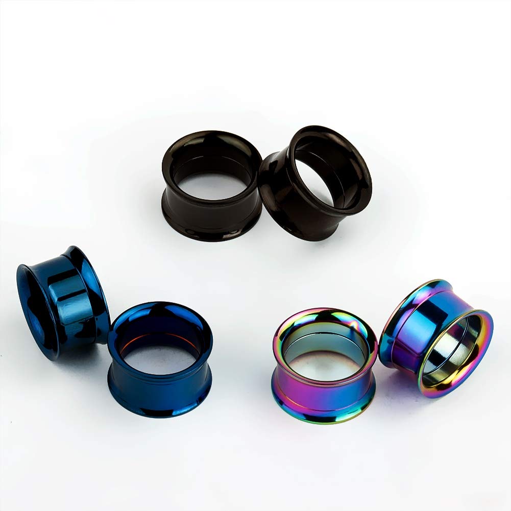 TBOSEN Set of 12 pcs Stainless Steel Ear Plugs Large Double Flare Alloy Gauges Stretching Screw Fit Tunnels Gauge 2g - 1 inch